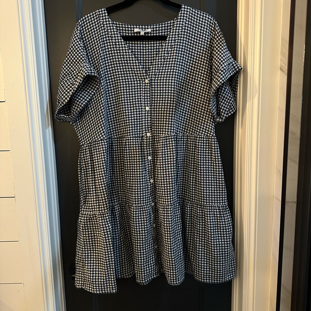 Madewell Navy and White Gingham Dress